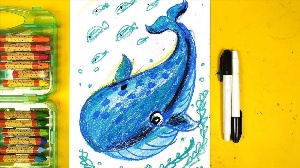 Рыба кит рисунки фломастерами