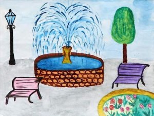Детские рисунки фонтана