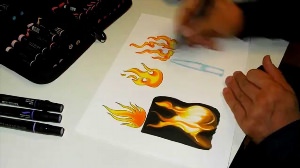 Огонь рисунок маркером