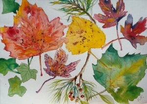 Листья рисунок гуашью
