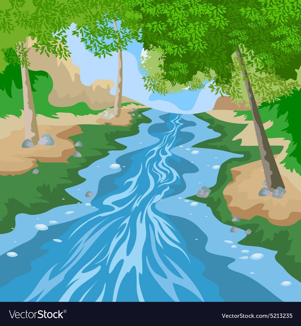 Рисунок леса реки. Речка рисунок. Речка мультяшная. Река мультяшный. Речка рисунок для детей.