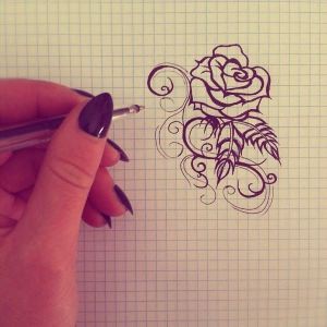 Рисунки роза ручкой
