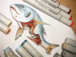 Рисунок маркерами рыба