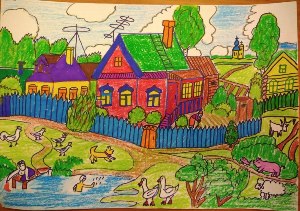 Деревня детский рисунок