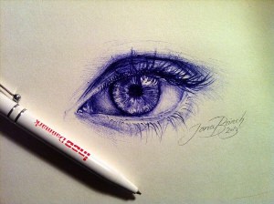 Рисунки синей ручкой глаз
