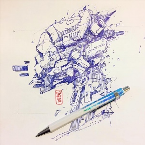 Рисунки робот ручкой
