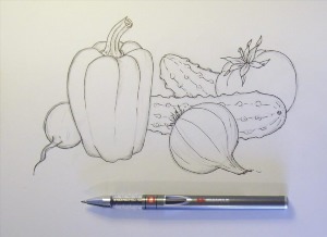 Рисунки карандашом овощи