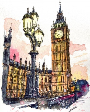 Рисунки лондона акварелью