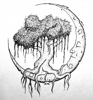 Страшная луна рисунок карандашом