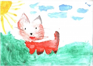 Рисунок детский котик