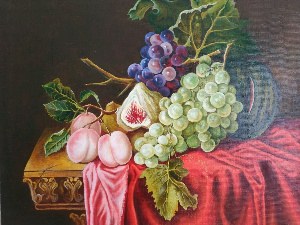 Натюрморт живопись с виноградом