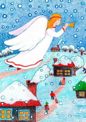 Рисунок на тему рождественская открытка