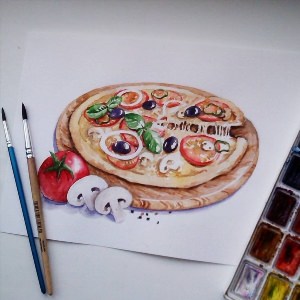 Рисунок пицца маркерами