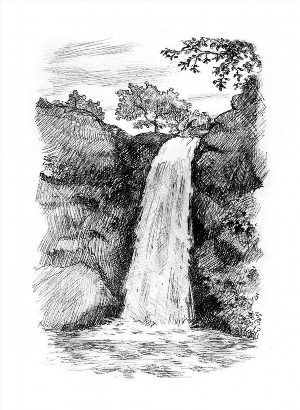 Рисунки карандашом водопад