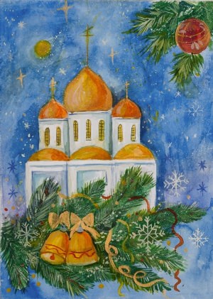 Рисунок на рождественскую тему