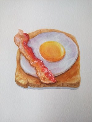 Завтрак рисунок акварелью