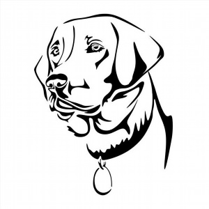 Контурный рисунок собаки тату
