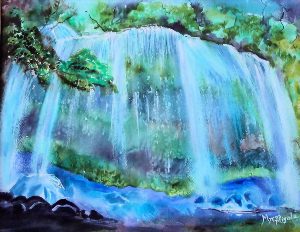 Рисунки водопада красками