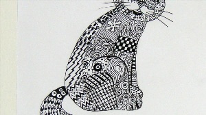 Рисунки кошки гелевой ручкой