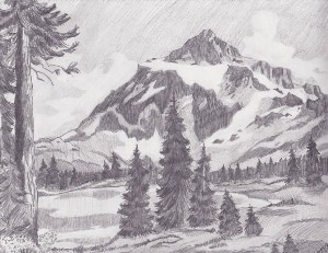 Рисунки карандашом горы