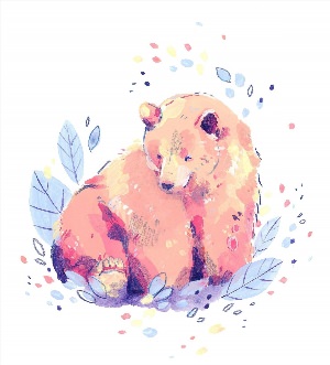 Рисунок акварелью медвежонок