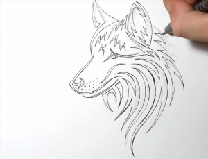 Рисунок волка фломастером