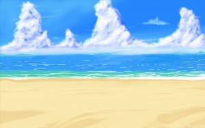 Пляж рисунок аниме