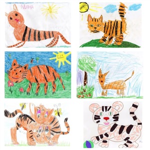 Детский рисунок тигр