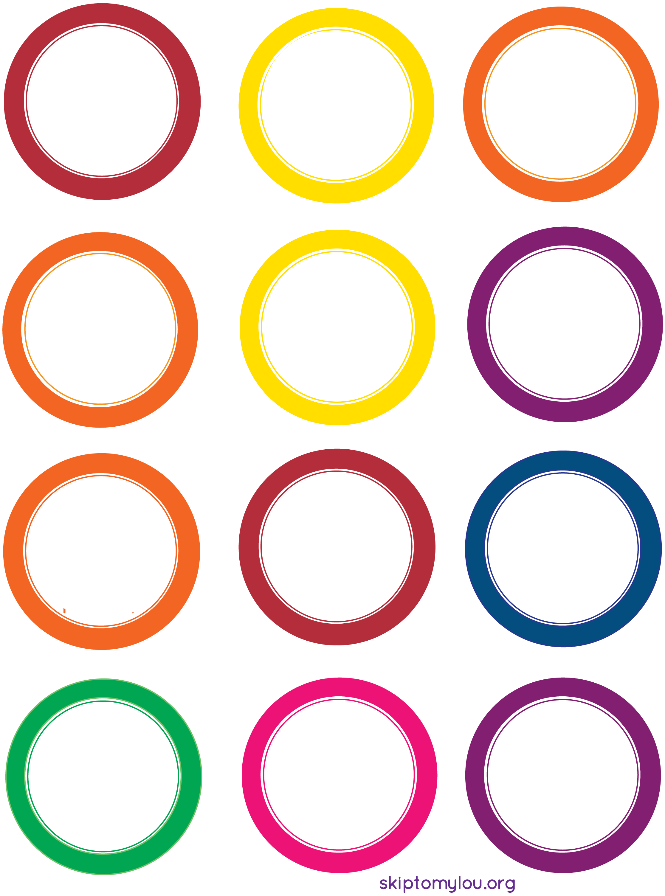 Цветной круг. Кружочки. Цветные круги для печати. Пустые кружочки.